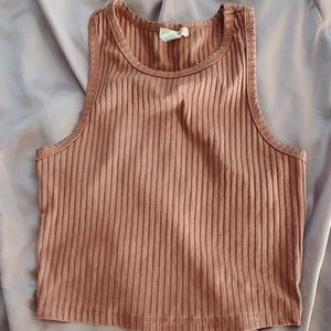 Pale pink ribbed crop top
